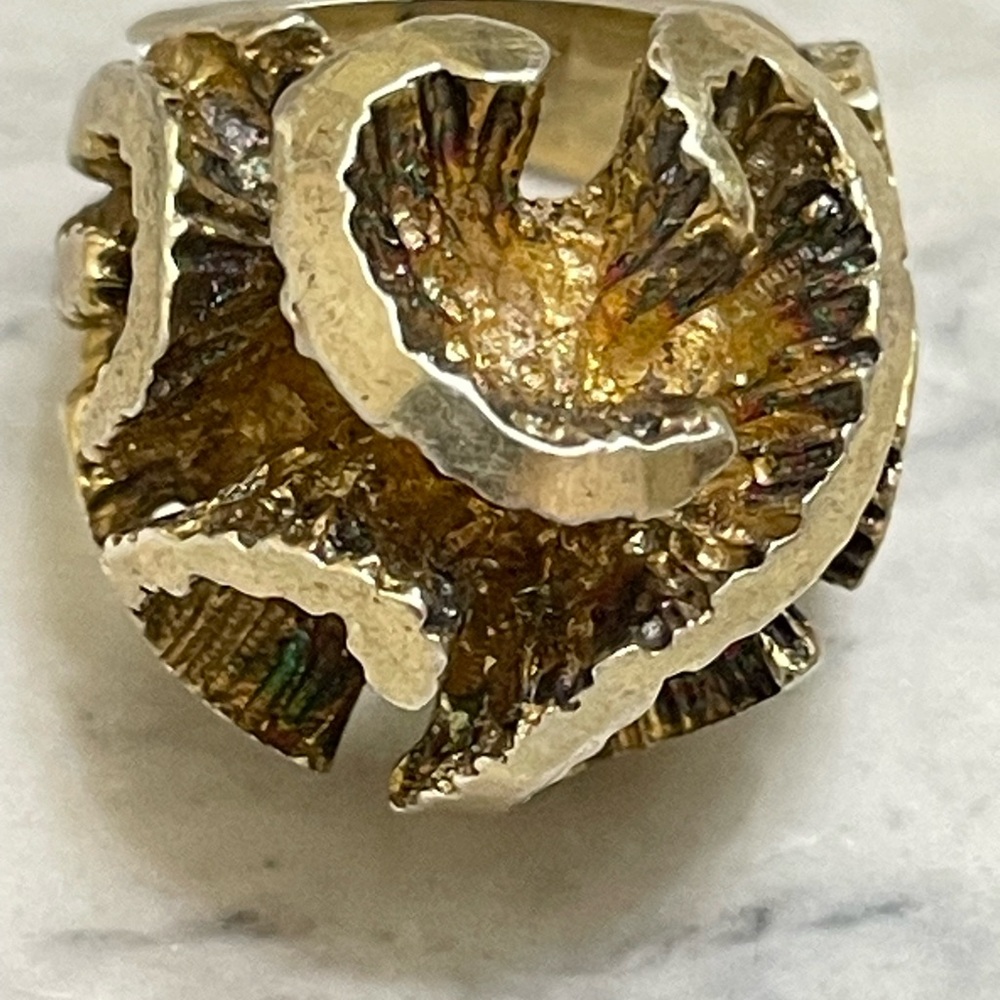 Heavy Sterling Silver Sculptural Statement Ring Size 6.5 Brutalist Modern gold P - Picture 9 of 13